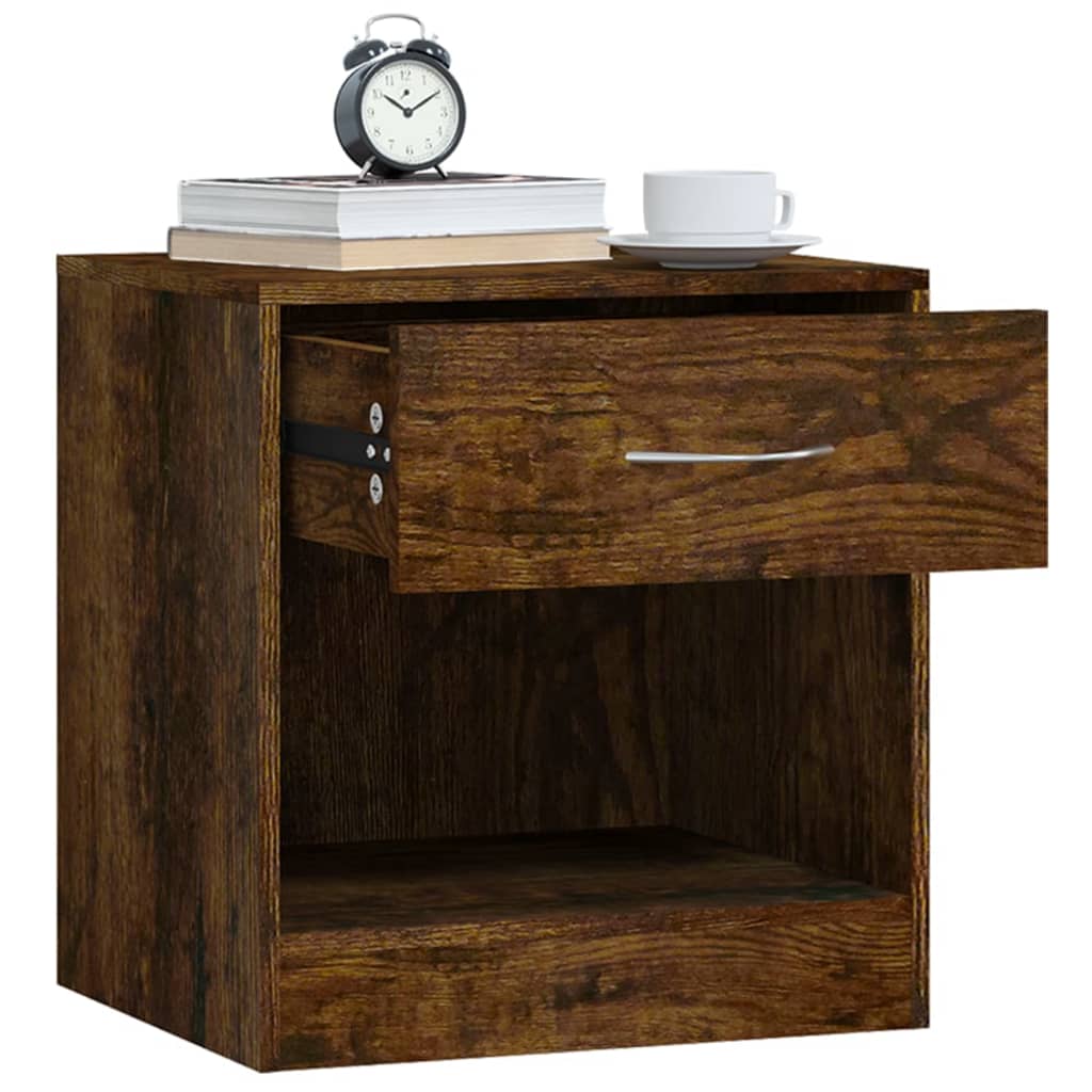 Bedside Cabinets 2 pcs with Drawer Smoked Oak