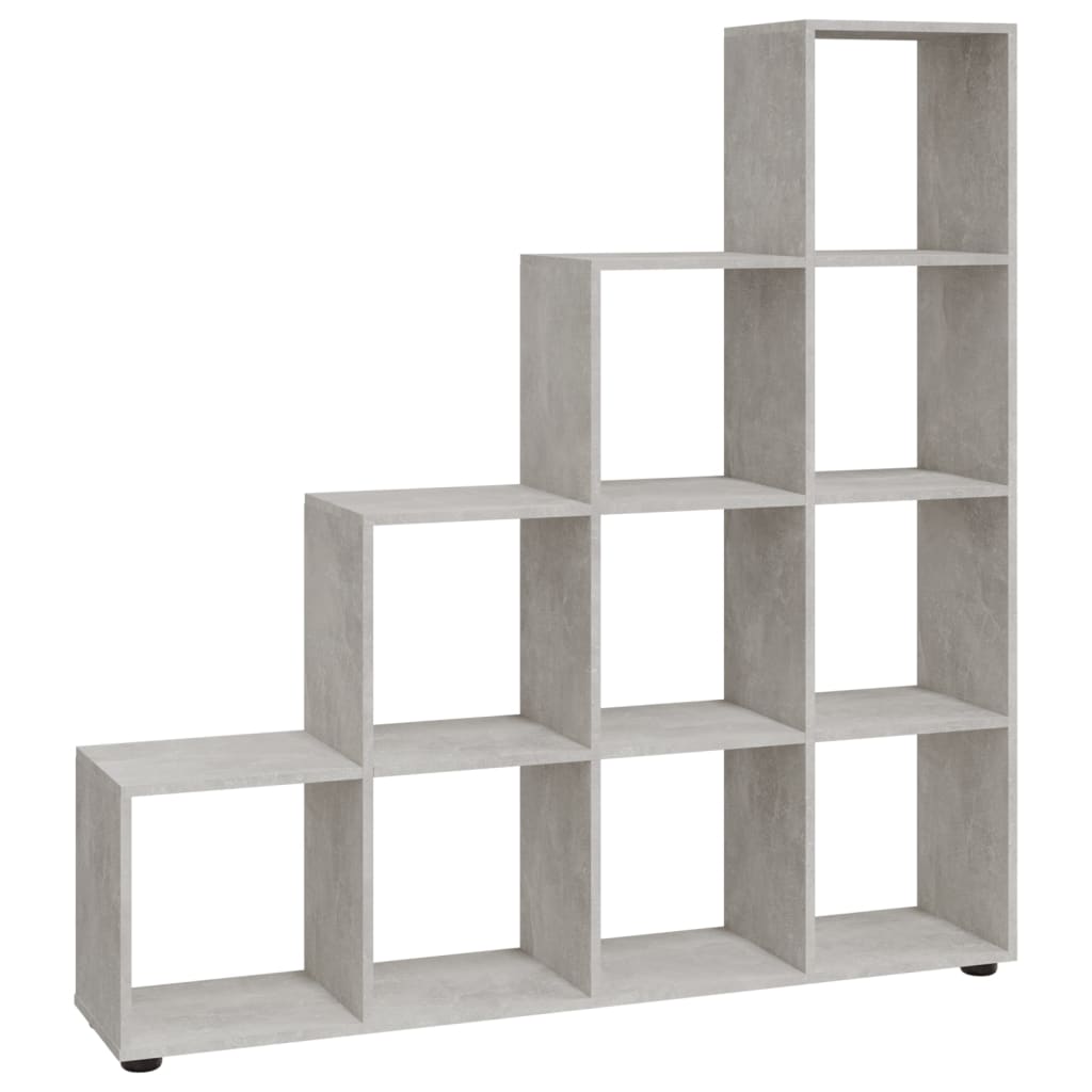 Staircase Bookcase Concrete Grey 142 cm Engineered Wood