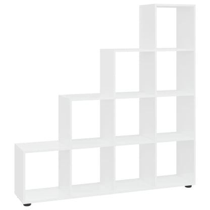 Staircase Bookcase High Gloss White 142 cm Engineered Wood