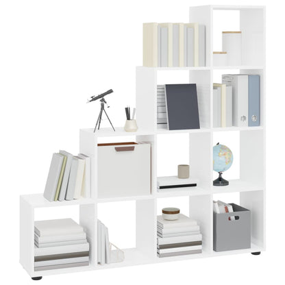 Staircase Bookcase High Gloss White 142 cm Engineered Wood