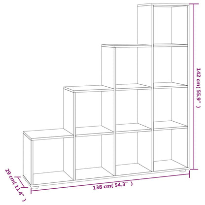 Staircase Bookcase High Gloss White 142 cm Engineered Wood