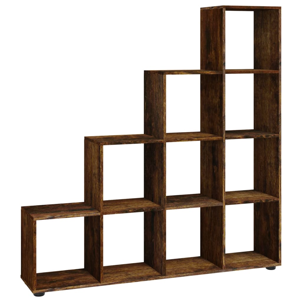 Staircase Bookcase Smoked Oak 142 cm Engineered Wood