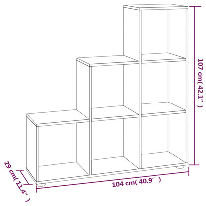 Staircase Bookcase High Gloss White 107 cm Engineered Wood