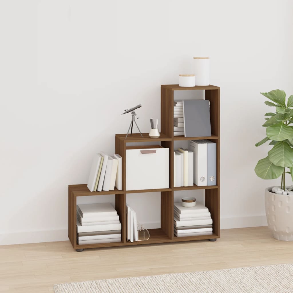 Staircase Bookcase Brown Oak 107 cm Engineered Wood