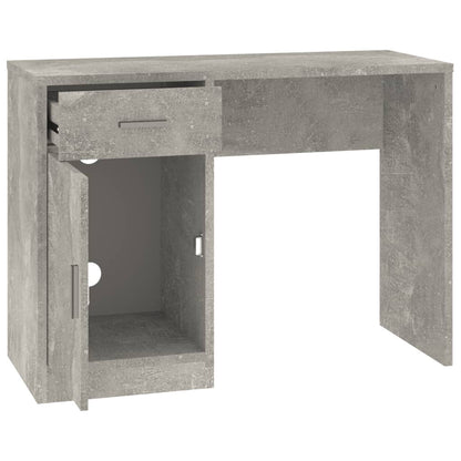 Desk with Drawer&Cabinet Concrete Grey 100x40x73 cm Engineered Wood