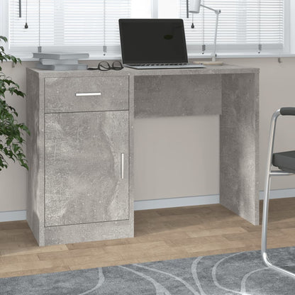 Desk with Drawer&Cabinet Concrete Grey 100x40x73 cm Engineered Wood