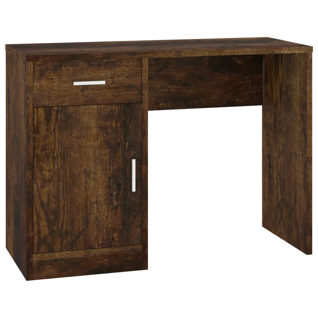 Desk with Drawer&Cabinet Smoked Oak 100x40x73 cm Engineered Wood