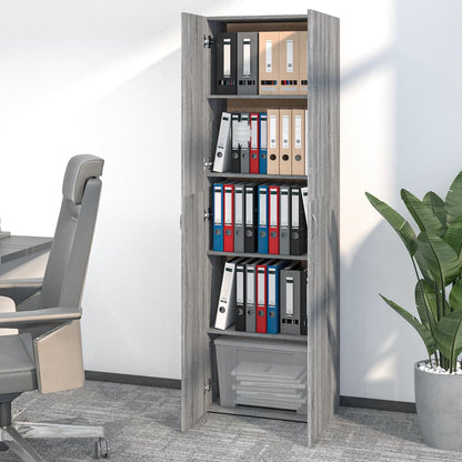 Office Cabinet Grey Sonoma 60x32x190 cm Engineered Wood