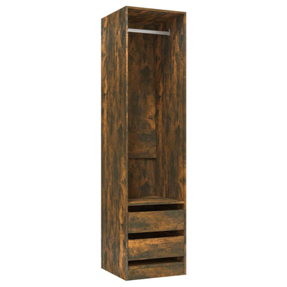 Wardrobe with Drawers Smoked Oak 50x50x200 cm Engineered Wood