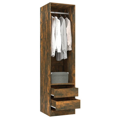 Wardrobe with Drawers Smoked Oak 50x50x200 cm Engineered Wood