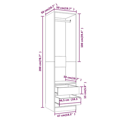 Wardrobe with Drawers Grey Sonoma 50x50x200 cm Engineered Wood