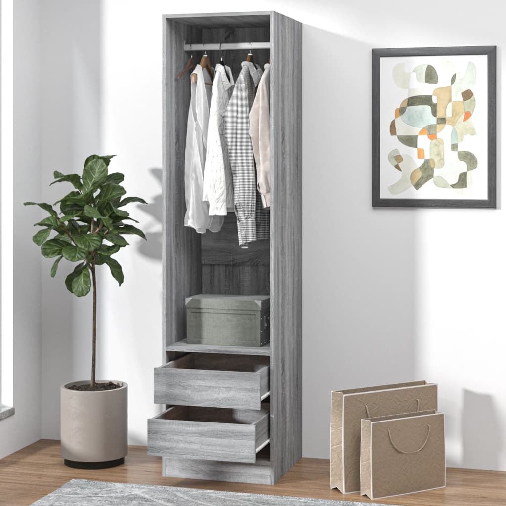 Wardrobe with Drawers Grey Sonoma 50x50x200 cm Engineered Wood