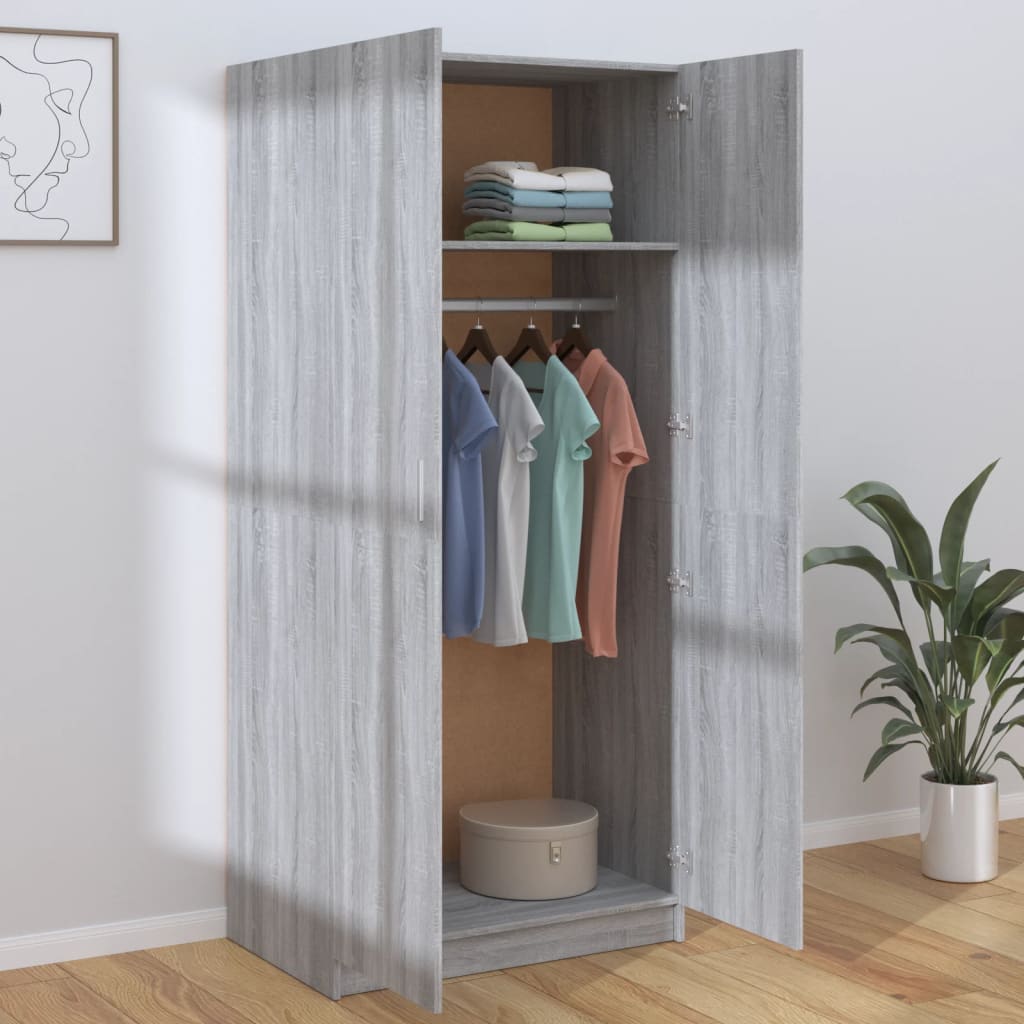 Wardrobe Grey Sonoma 80x50x180 cm Engineered Wood