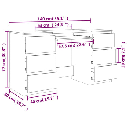 Writing Desk Brown Oak 140x50x77 cm Engineered Wood