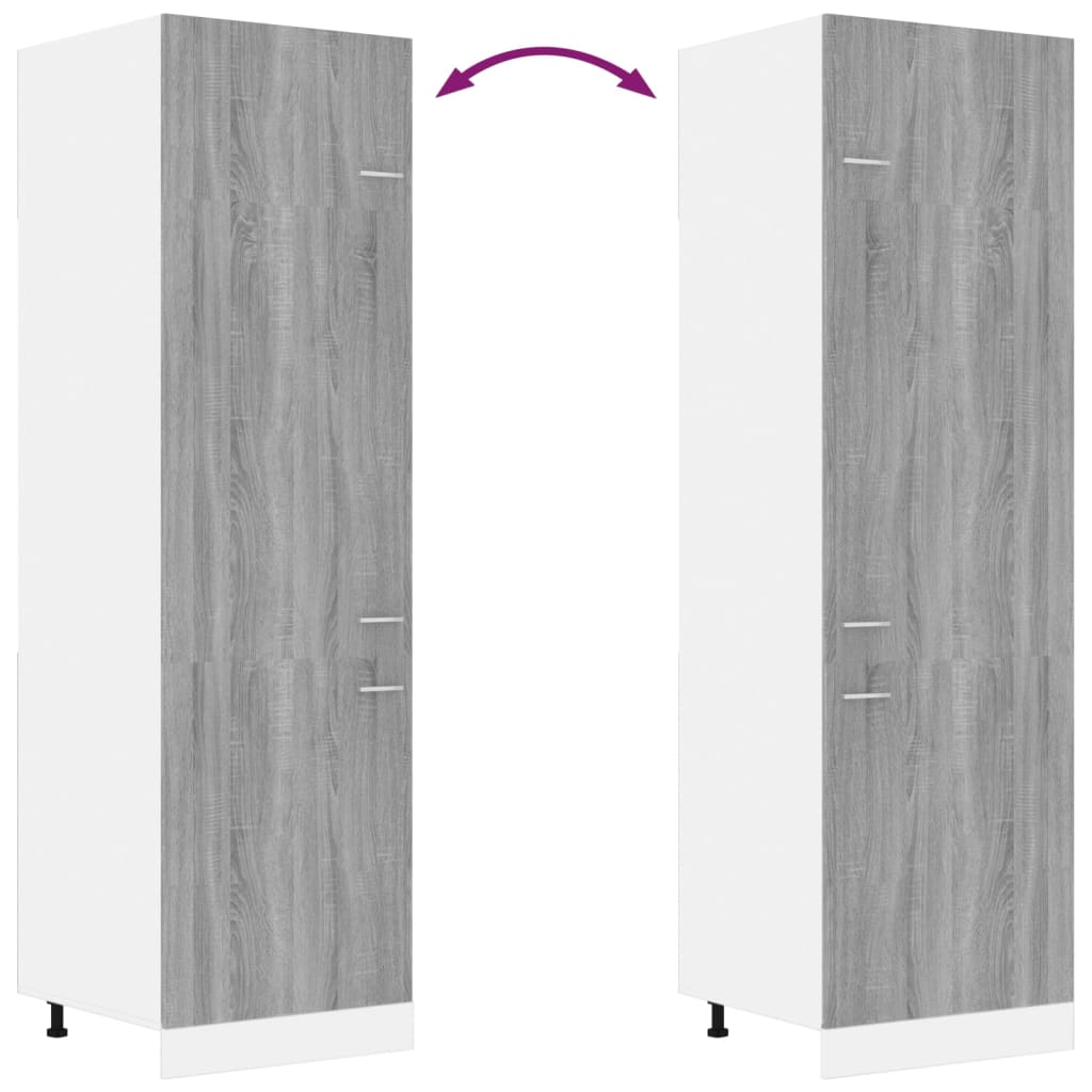 Refrigerator Cabinet Grey Sonoma 60x57x207 cm Engineered Wood