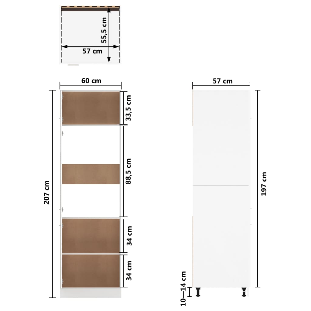 Refrigerator Cabinet Grey Sonoma 60x57x207 cm Engineered Wood