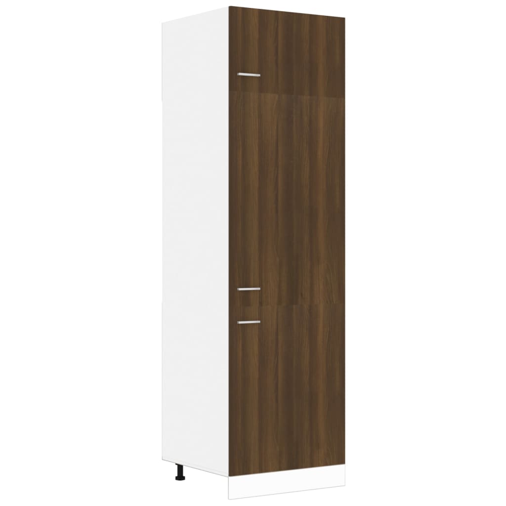 Refrigerator Cabinet Brown Oak 60x57x207 cm Engineered Wood