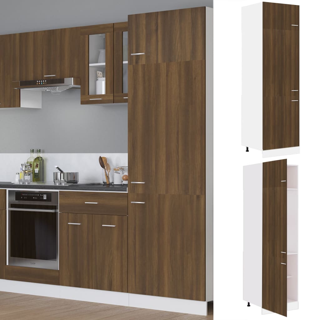 Refrigerator Cabinet Brown Oak 60x57x207 cm Engineered Wood