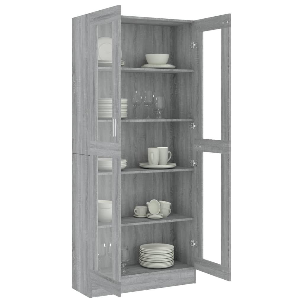 Vitrine Cabinet Grey Sonoma 82.5x30.5x185.5 cm Engineered Wood