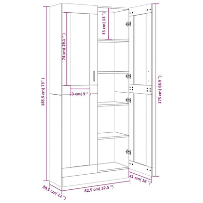 Vitrine Cabinet Grey Sonoma 82.5x30.5x185.5 cm Engineered Wood