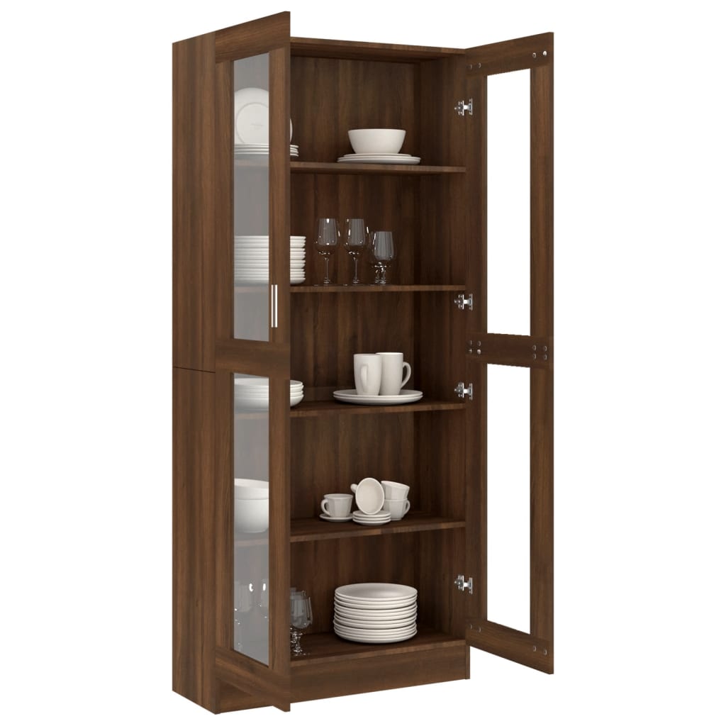 Vitrine Cabinet Brown Oak 82.5x30.5x185.5 cm Engineered Wood