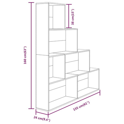 Book Cabinet Smoked Oak 155x24x160 cm