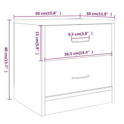 Bedside Cabinet Grey Sonoma 40x30x40 cm Engineered Wood