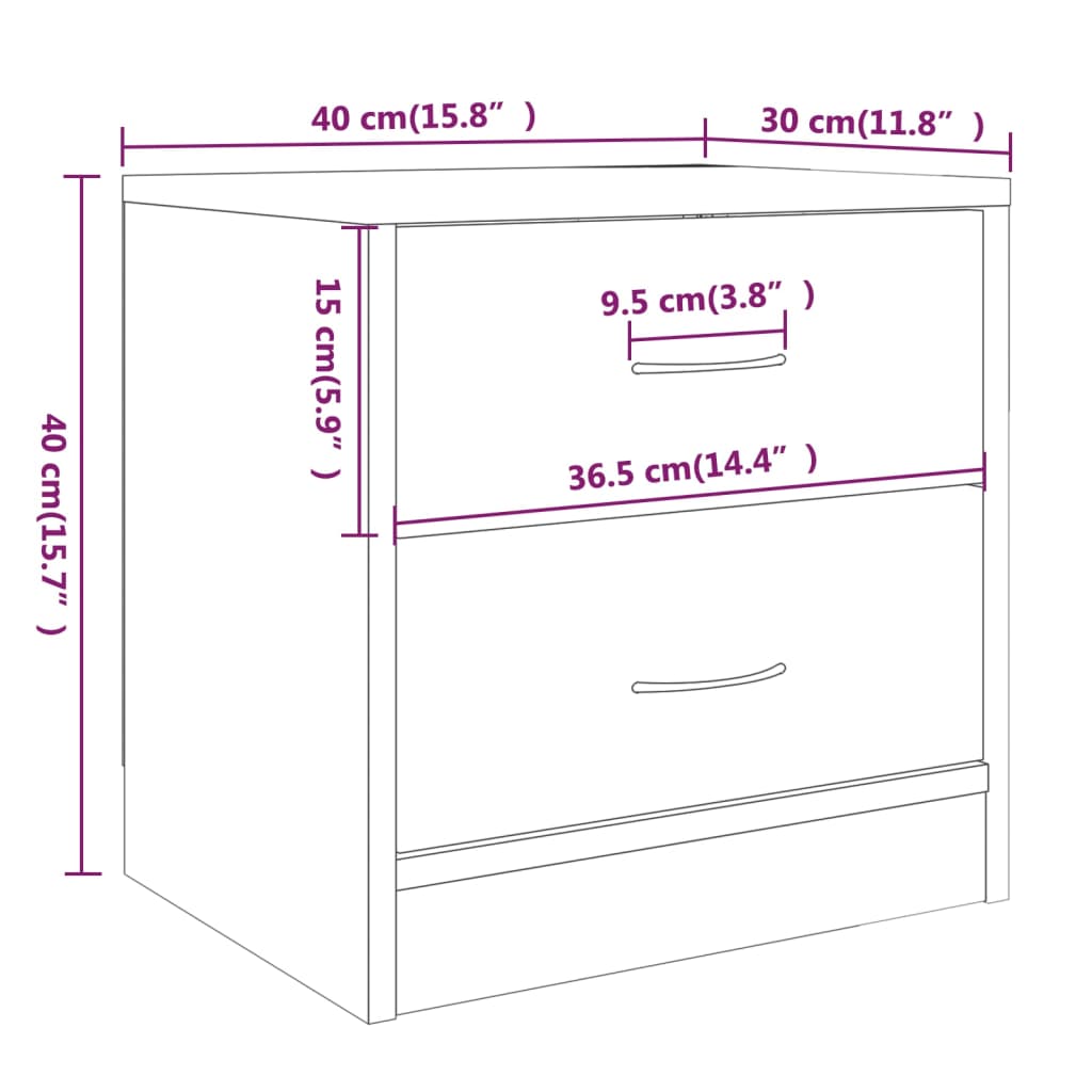 Bedside Cabinets 2 pcs Brown Oak 40x30x40 cm Engineered Wood