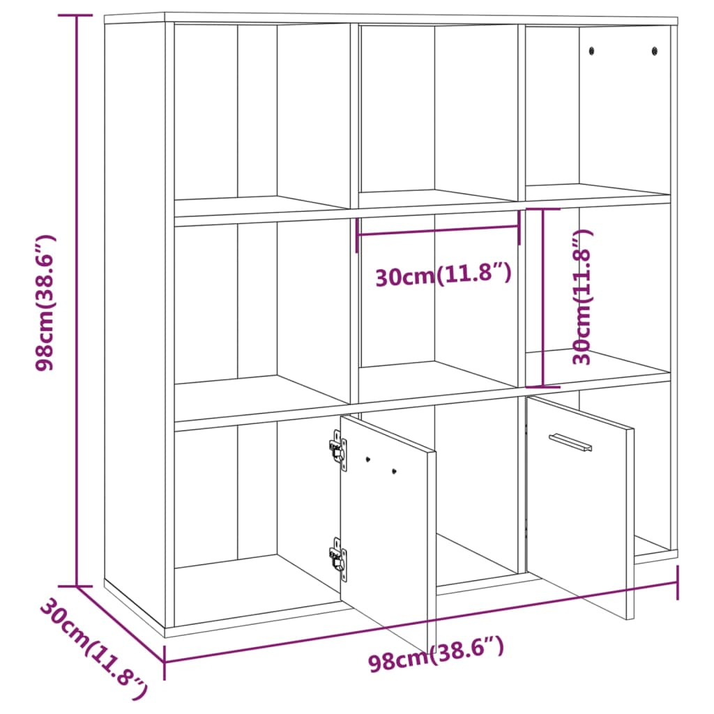 Book Cabinet Grey Sonoma 98x30x98 cm