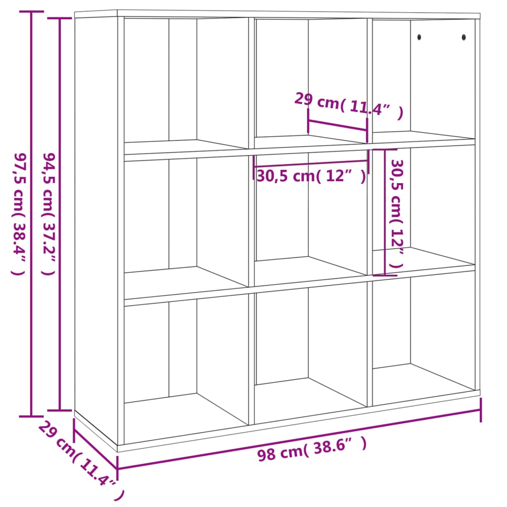 Book Cabinet Grey Sonoma 98x29x97.5 cm