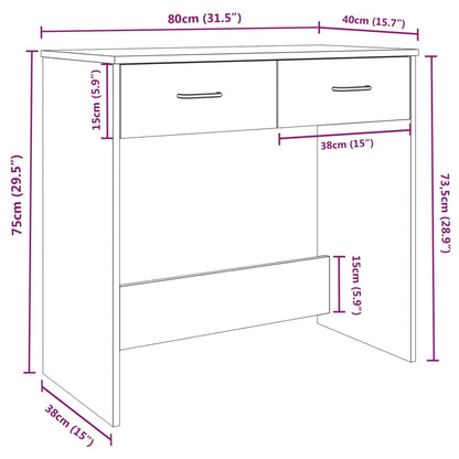 Desk Brown Oak 80x40x75 cm Engineered Wood