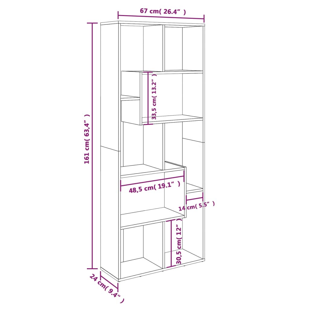 Book Cabinet Smoked Oak 67x24x161 cm Engineered Wood