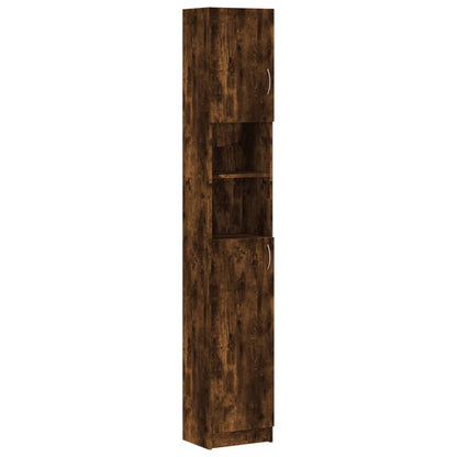 Bathroom Cabinet Smoked Oak 32x25.5x190 cm Engineered Wood