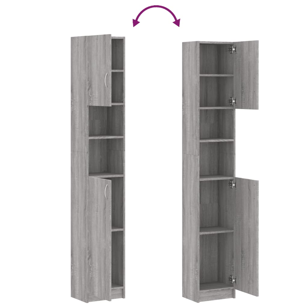 Bathroom Cabinet Grey Sonoma 32x25.5x190 cm Engineered Wood