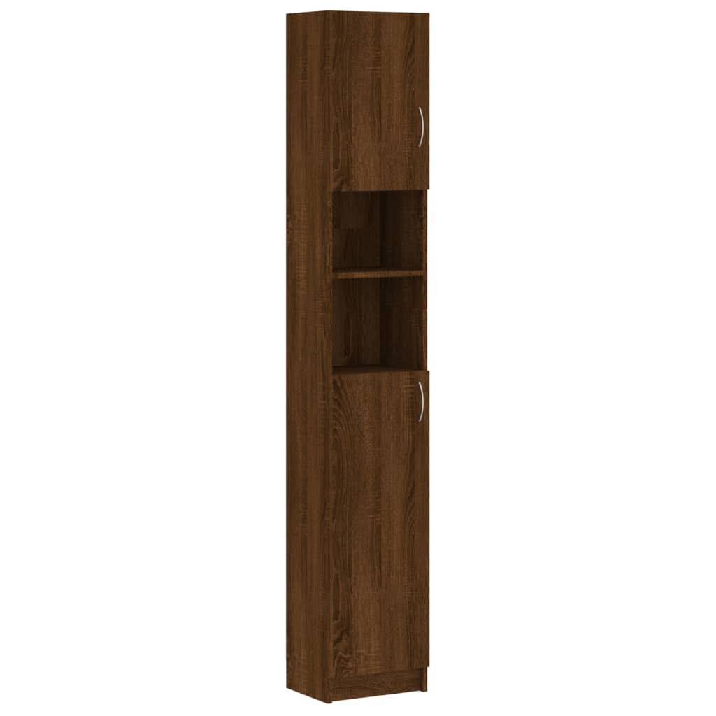 Bathroom Cabinet Brown Oak 32x25.5x190 cm Engineered Wood