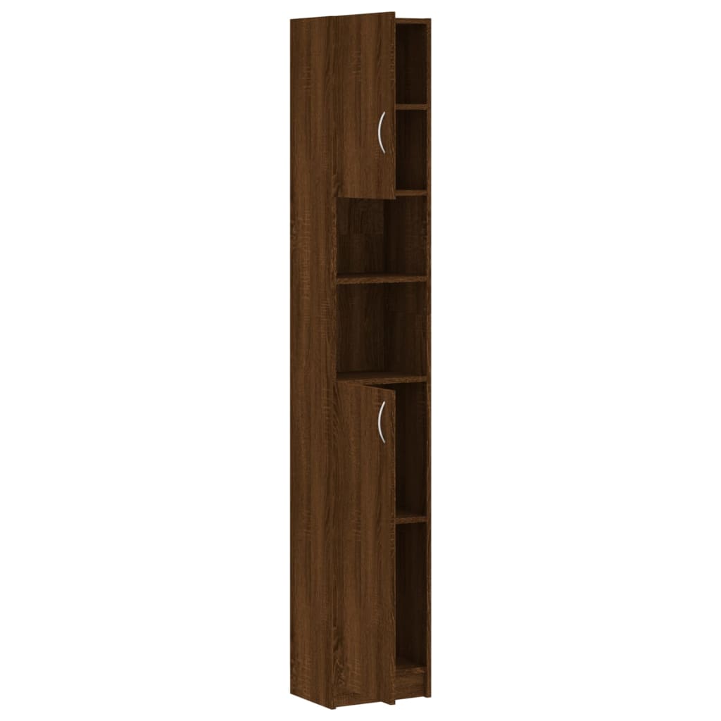 Bathroom Cabinet Brown Oak 32x25.5x190 cm Engineered Wood