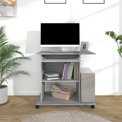 Computer Desk Grey Sonoma 80x50x75 cm Engineered Wood