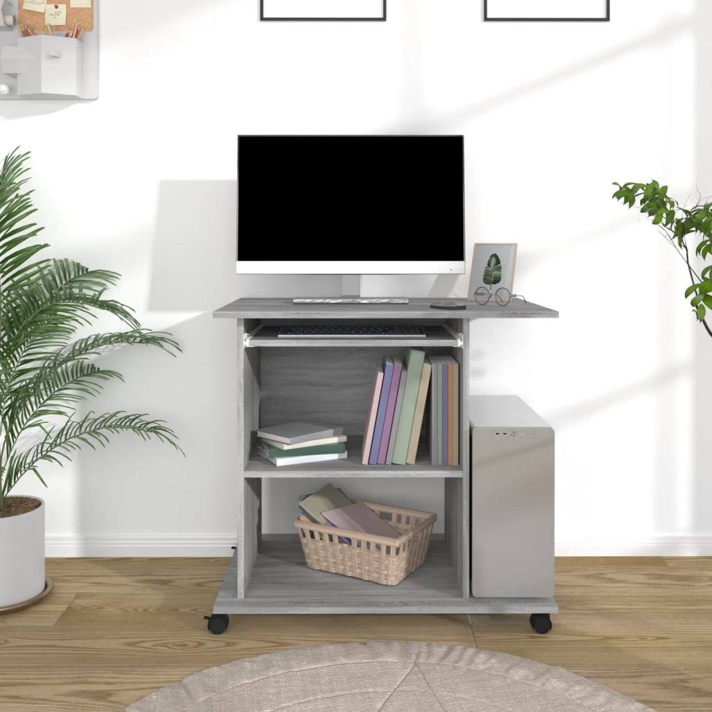 Computer Desk Grey Sonoma 80x50x75 cm Engineered Wood