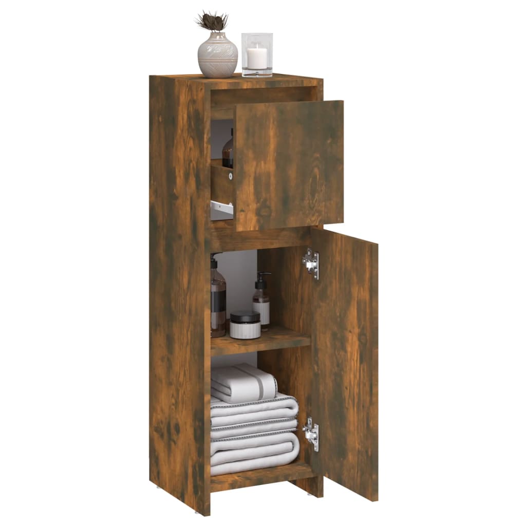 Bathroom Cabinet Smoked Oak 30x30x95 cm Engineered Wood