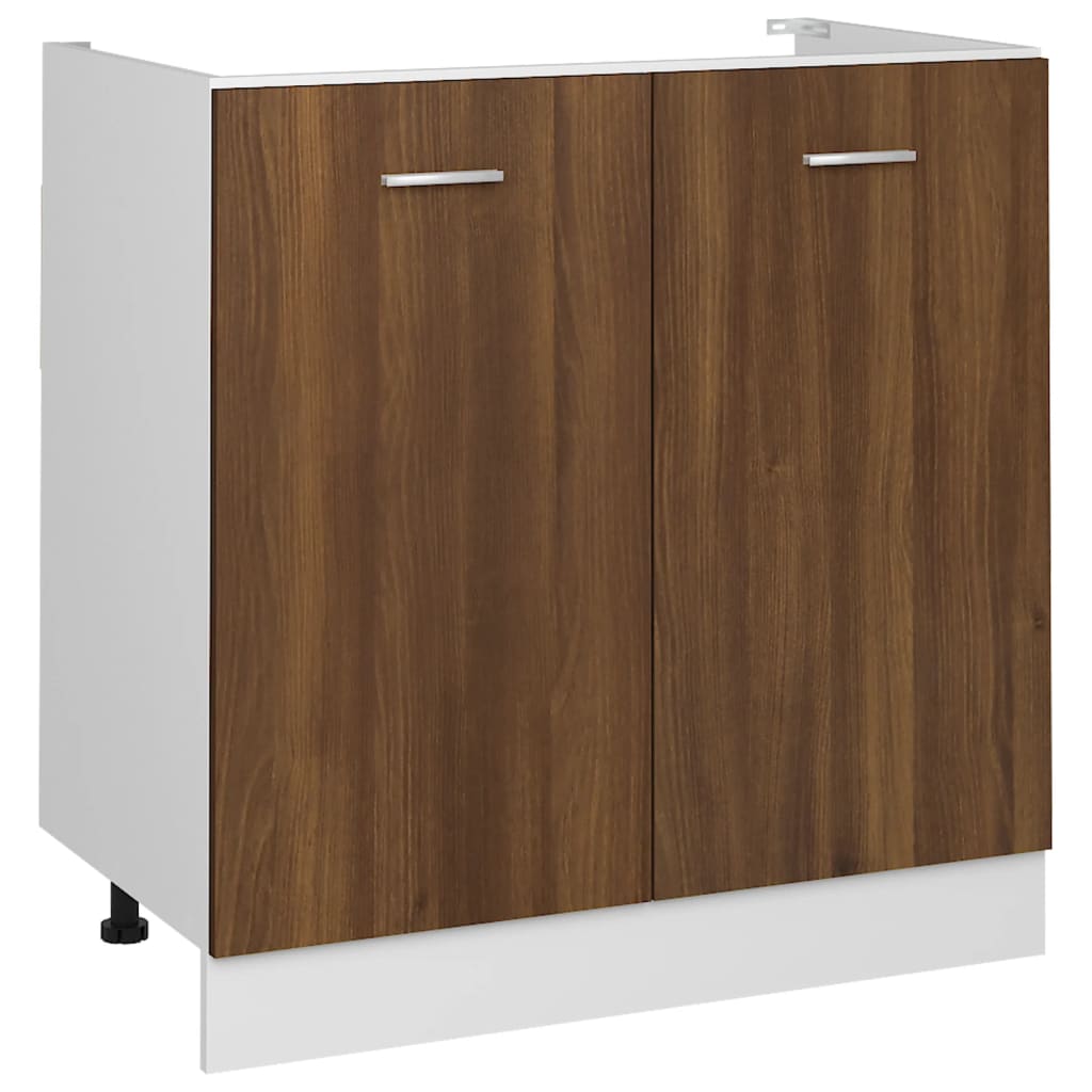 Sink Bottom Cabinet Brown Oak 80x46x81.5 cm Engineered Wood