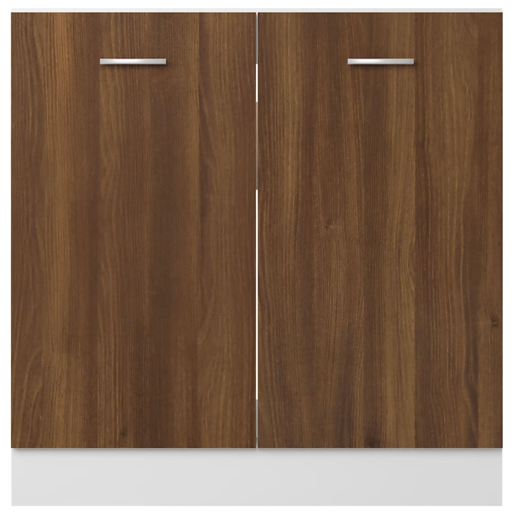 Sink Bottom Cabinet Brown Oak 80x46x81.5 cm Engineered Wood