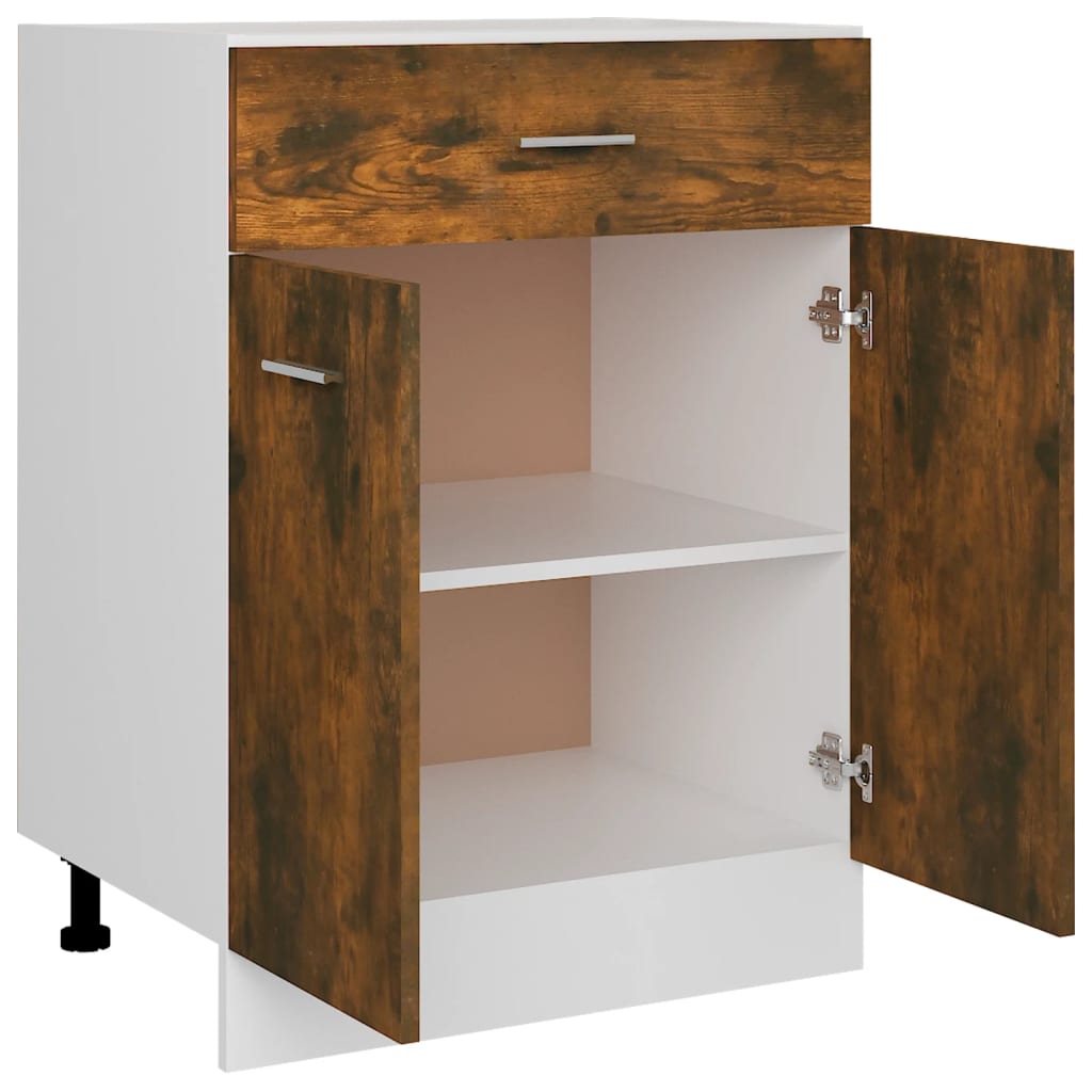 Drawer Bottom Cabinet Smoked Oak 60x46x81.5 cm Engineered Wood