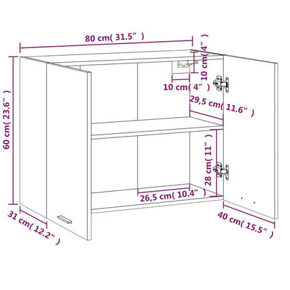 Hanging Cabinet Smoked Oak 80x31x60 cm Engineered Wood