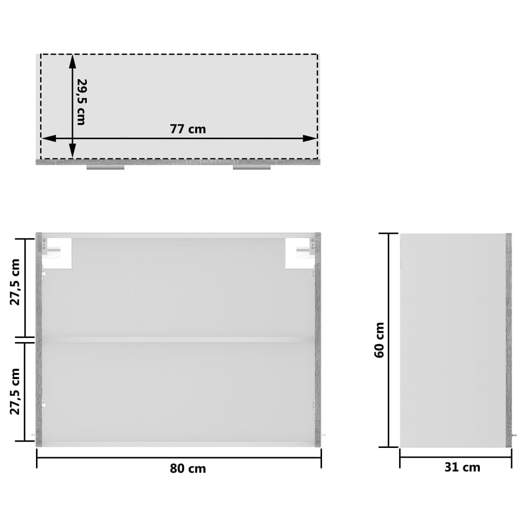 Hanging Glass Cabinet Grey Sonoma 80x31x60 cm Engineered Wood