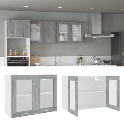 Hanging Glass Cabinet Grey Sonoma 80x31x60 cm Engineered Wood