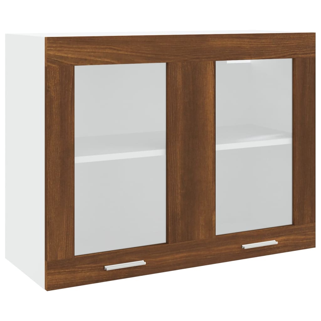 Hanging Glass Cabinet Brown Oak 80x31x60 cm Engineered Wood