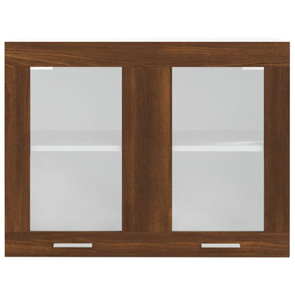 Hanging Glass Cabinet Brown Oak 80x31x60 cm Engineered Wood