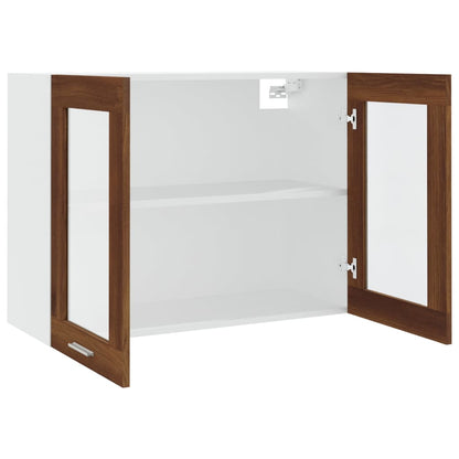 Hanging Glass Cabinet Brown Oak 80x31x60 cm Engineered Wood