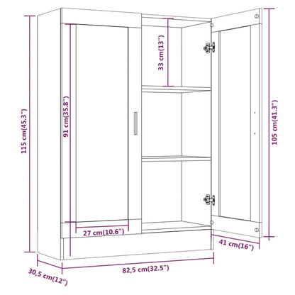 Vitrine Cabinet Smoked Oak 82.5x30.5x115 cm Engineered Wood