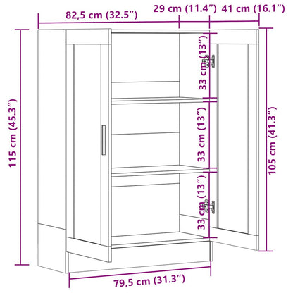 Vitrine Cabinet Brown Oak 82.5x30.5x115 cm Engineered Wood